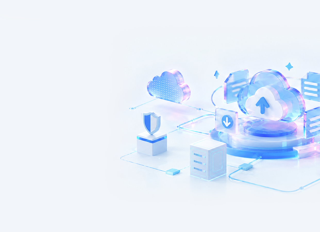 Cloud infrastructure connected to servers and security services