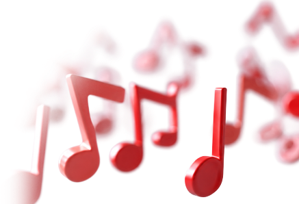Red musical notes representing the Indonesia Musik Nusantara voting event