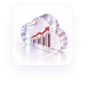 Cloud with a rising bar chart and cost growth arrow