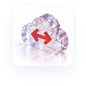Cloud with arrows representing data migration