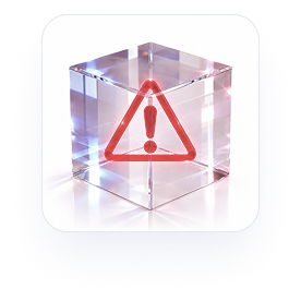 Warning symbol inside an IT infrastructure cube