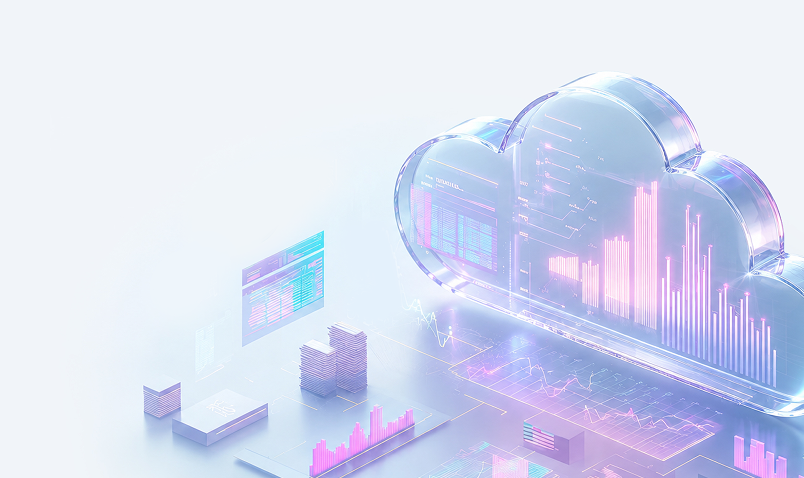 Cloud infrastructure monitored through analytics charts and dashboards
